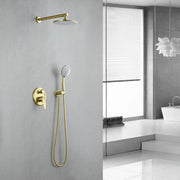 Wall Mounted Shower System Set with 9" Rain Shower head and 5-Setting High Pressure Handheld Shower shamanda-wall-mounted-shower-system-matte-black 