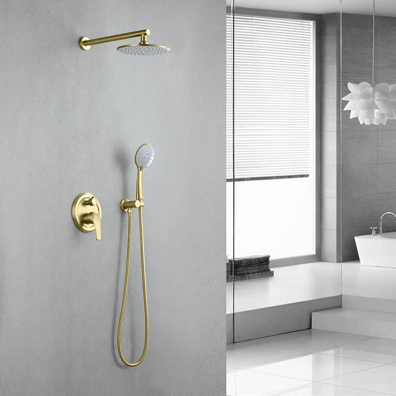 Wall Mounted Shower System Set with 9" Rain Shower head and 5-Setting High Pressure Handheld Shower shamanda-wall-mounted-shower-system-matte-black 