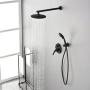 Wall Mounted Shower System Set with 9" Rain Shower head and 5-Setting High Pressure Handheld Shower shamanda-wall-mounted-shower-system-matte-black 
