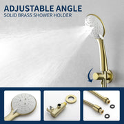 Wall Mounted Shower System Set with 9" Rain Shower head and 5-Setting High Pressure Handheld Shower shamanda-wall-mounted-shower-system-matte-black 