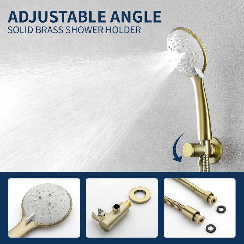 Wall Mounted Shower System Set with 9" Rain Shower head and 5-Setting High Pressure Handheld Shower shamanda-wall-mounted-shower-system-matte-black 