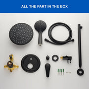 Wall Mounted Shower System Set with 9" Rain Shower head and 5-Setting High Pressure Handheld Shower shamanda-wall-mounted-shower-system-matte-black 