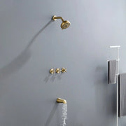 Wall Mounted Three Cross Handles Tub and Shower Faucet Trim with 10-Setting Shower Head wall-mounted-three-cross-handles-tub-and-shower-faucet-trim-with-10-setting-shower-head 