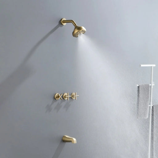 Wall Mounted Three Cross Handles Tub and Shower Faucet Trim with 10-Setting Shower Head wall-mounted-three-cross-handles-tub-and-shower-faucet-trim-with-10-setting-shower-head 