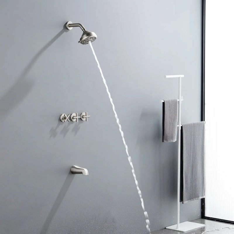 Wall Mounted Three Cross Handles Tub and Shower Faucet Trim with 10-Setting Shower Head wall-mounted-three-cross-handles-tub-and-shower-faucet-trim-with-10-setting-shower-head 