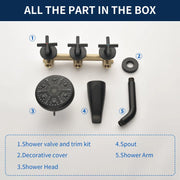 Wall Mounted Three Cross Handles Tub and Shower Faucet Trim with 10-Setting Shower Head wall-mounted-three-cross-handles-tub-and-shower-faucet-trim-with-10-setting-shower-head 