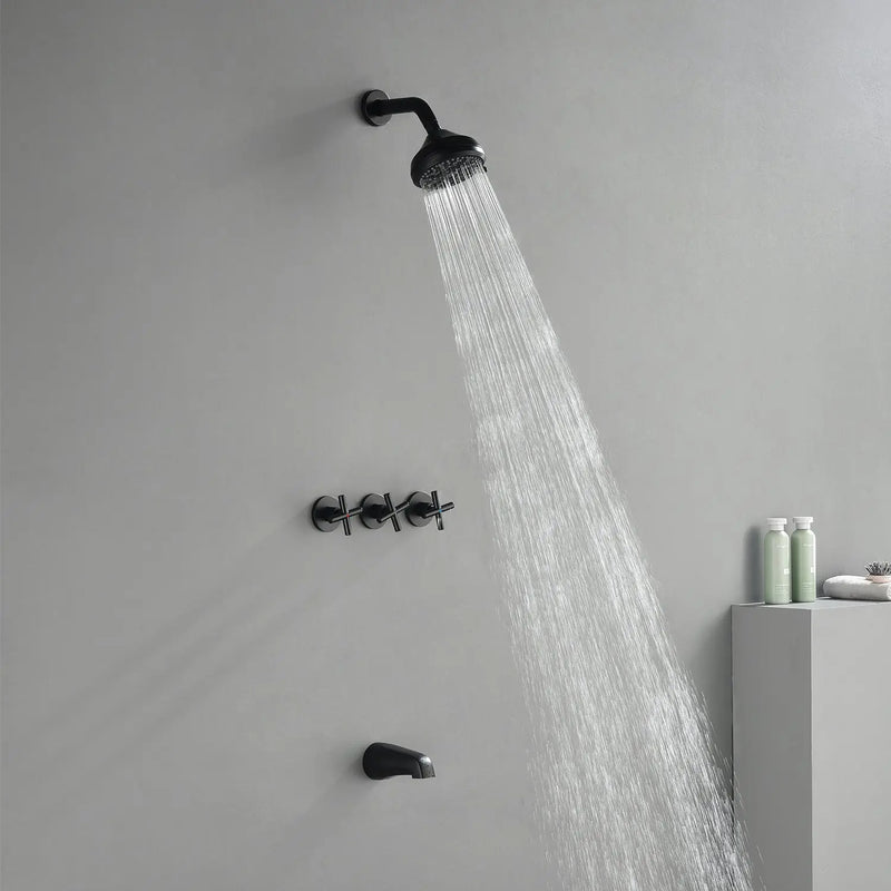 Wall Mounted Three Cross Handles Tub and Shower Faucet Trim with 10-Setting Shower Head wall-mounted-three-cross-handles-tub-and-shower-faucet-trim-with-10-setting-shower-head 