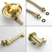 Wall Mounted bathtub faucet with 180 Degree Swivel Spout & 7 mode Handheld shower - Brushed Gold, Bruhsed Nickel, Matte Black modern-waterfall-spout-wall-mountedwith-handheld-shower 