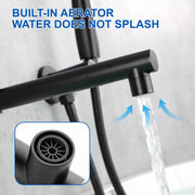 Wall Mounted bathtub faucet with 180 Degree Swivel Spout & 7 mode Handheld shower - Brushed Gold, Bruhsed Nickel, Matte Black modern-waterfall-spout-wall-mountedwith-handheld-shower 