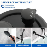 Wall Mounted bathtub faucet with 180 Degree Swivel Spout & 7 mode Handheld shower - Brushed Gold, Bruhsed Nickel, Matte Black modern-waterfall-spout-wall-mountedwith-handheld-shower 