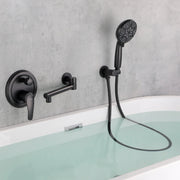 Wall Mounted bathtub faucet with 180 Degree Swivel Spout & 7 mode Handheld shower - Brushed Gold, Bruhsed Nickel, Matte Black modern-waterfall-spout-wall-mountedwith-handheld-shower 