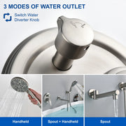 Wall Mounted bathtub faucet with 180 Degree Swivel Spout & 7 mode Handheld shower - Brushed Gold, Bruhsed Nickel, Matte Black modern-waterfall-spout-wall-mountedwith-handheld-shower 