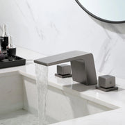 Waterfall Bathroom Faucet 3 Hole, 2 Square Handle Modern Widespread Rv Lavatory Sink Faucet with cUPC Water Supply Lines, Solid Brass, waterfall-bathroom-faucet-3-hole-2-square-handle-modern-widespread-rv-lavatory-sink-faucet-with-cupc-water-supply-lines-solid-brass Gun Gray / Brass / 11.93 x 10.39 x 5.31 inches