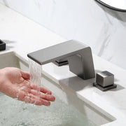 Waterfall Bathroom Faucet 3 Hole, 2 Square Handle Modern Widespread Rv Lavatory Sink Faucet with cUPC Water Supply Lines, Solid Brass, waterfall-bathroom-faucet-3-hole-2-square-handle-modern-widespread-rv-lavatory-sink-faucet-with-cupc-water-supply-lines-solid-brass 