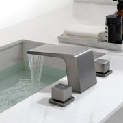 Waterfall Bathroom Faucet 3 Hole, 2 Square Handle Modern Widespread Rv Lavatory Sink Faucet with cUPC Water Supply Lines, Solid Brass, waterfall-bathroom-faucet-3-hole-2-square-handle-modern-widespread-rv-lavatory-sink-faucet-with-cupc-water-supply-lines-solid-brass 