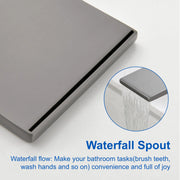 Waterfall Bathroom Faucet 3 Hole, 2 Square Handle Modern Widespread Rv Lavatory Sink Faucet with cUPC Water Supply Lines, Solid Brass, waterfall-bathroom-faucet-3-hole-2-square-handle-modern-widespread-rv-lavatory-sink-faucet-with-cupc-water-supply-lines-solid-brass 