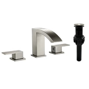 Waterfall Bathroom Faucet 3 Holes Widespread Bathroom Sink Faucet | Two Handles Lavatory Vanity Sink Faucets with Pop-up Drain Assembly & Supply Lines waterfall-bathroom-faucet-3-holes-widespread-bathroom-sink-faucet-two-handles-lavatory-vanity-sink-faucets-with-pop-up-drain-assembly-supply-lines 