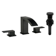 Waterfall Bathroom Faucet 3 Holes Widespread Bathroom Sink Faucet | Two Handles Lavatory Vanity Sink Faucets with Pop-up Drain Assembly & Supply Lines waterfall-bathroom-faucet-3-holes-widespread-bathroom-sink-faucet-two-handles-lavatory-vanity-sink-faucets-with-pop-up-drain-assembly-supply-lines 