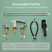 Waterfall Bathroom Faucet 3 Holes Widespread Bathroom Sink Faucet | Two Handles Lavatory Vanity Sink Faucets with Pop-up Drain Assembly & Supply Lines waterfall-bathroom-faucet-3-holes-widespread-bathroom-sink-faucet-two-handles-lavatory-vanity-sink-faucets-with-pop-up-drain-assembly-supply-lines 