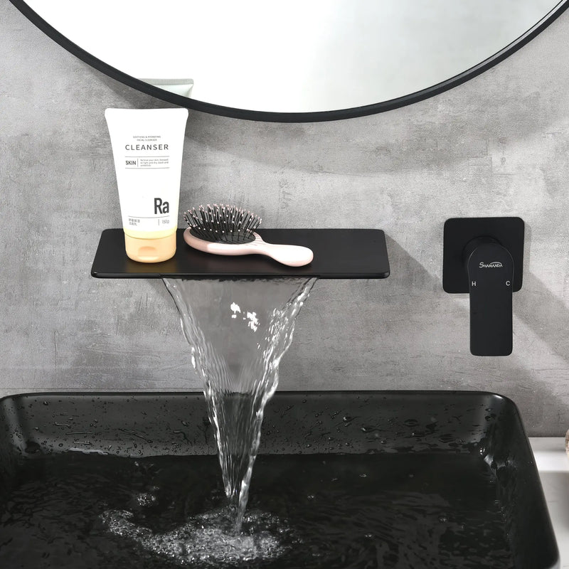 Waterfall Bathroom Faucet， Mounted Bathroom Sink Faucet for Bathroom Rough-in Valve Body and Trim Included waterfall-bathroom-faucet-mounted-bathroom-sink-faucet-for-bathroom-rough-in-valve-body-and-trim-included 
