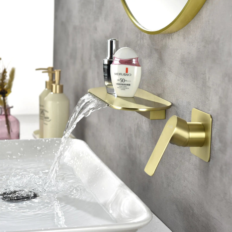 Waterfall Bathroom Sink Faucet 1- Handle Wall Mount Lavatory Faucet Mixer Tap Solid Brass matte-black-waterfall-bathroom-sink-faucet-1-handle-wall-mount-lavatory-faucet-mixer-tap-solid-brass 