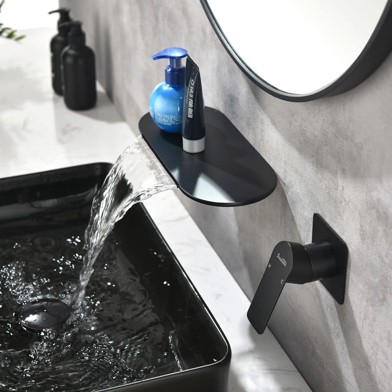 Waterfall Bathroom Sink Faucet 1- Handle Wall Mount Lavatory Faucet Mixer Tap Solid Brass matte-black-waterfall-bathroom-sink-faucet-1-handle-wall-mount-lavatory-faucet-mixer-tap-solid-brass 