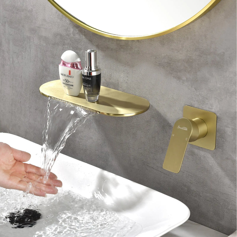 Waterfall Bathroom Sink Faucet 1- Handle Wall Mount Lavatory Faucet Mixer Tap Solid Brass matte-black-waterfall-bathroom-sink-faucet-1-handle-wall-mount-lavatory-faucet-mixer-tap-solid-brass 