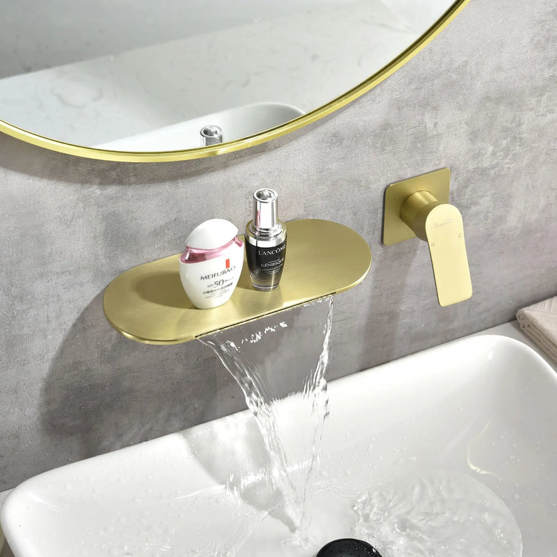 Waterfall Bathroom Sink Faucet 1- Handle Wall Mount Lavatory Faucet Mixer Tap Solid Brass matte-black-waterfall-bathroom-sink-faucet-1-handle-wall-mount-lavatory-faucet-mixer-tap-solid-brass 