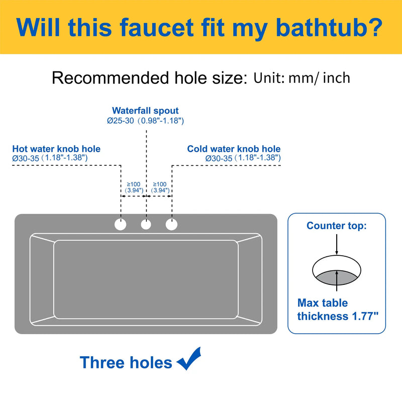 Waterfall Bathroom Tub Filler, Bathtub Faucet 3 Holes, Deck Mount Roman Tub Faucet waterfall-bathroom-tub-filler-bathtub-faucet-3-holes-deck-mount-roman-tub-faucet 