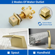 Waterfall Bathtub Faucet, Five Hole Deck Mounted Roman Bath Tub Faucet Mixer with Hand Shower waterfall-bathtub-faucet-five-hole-deck-mounted-roman-bath-tub-faucet-mixer-with-hand-shower 