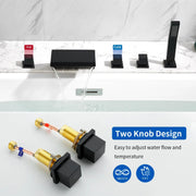 Waterfall Bathtub Faucet, Five Hole Deck Mounted Roman Bath Tub Faucet Mixer with Hand Shower waterfall-bathtub-faucet-five-hole-deck-mounted-roman-bath-tub-faucet-mixer-with-hand-shower 
