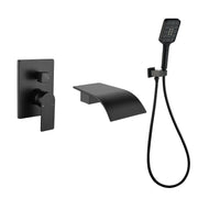 Waterfall Bathtub Faucet with Sprayer Wall Mounted Single Handle Brass Tub Filler - Matte Black, Bruhsed Nickel, Brushed Gold waterfall-bathtub-faucet-with-sprayer-wall-mounted-single-handle-brass-tub-filler-matte-black-bruhsed-nickel-brushed-gold 
