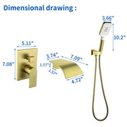 Waterfall Bathtub Faucet with Sprayer Wall Mounted Single Handle Brass Tub Filler - Matte Black, Bruhsed Nickel, Brushed Gold waterfall-bathtub-faucet-with-sprayer-wall-mounted-single-handle-brass-tub-filler-matte-black-bruhsed-nickel-brushed-gold 
