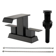 Waterfall Centerset Bathroom Sink Faucet 4 Inch 2 Handle Hot Cold Mixer Basin Faucet with Pop-Up Drain Stopper and Supply Lines waterfall-2-handle-4-centerset-hot-cold-mixer-bathroom-sink-faucet-with-pop-up-drain-stopper 