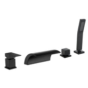 Waterfall Roman Tub Faucet with Sprayer Deck Mount Tub Filler with Hand Shower, Single Handle Bathtub Faucet Set waterfall-roman-tub-faucet-with-sprayer-deck-mount-tub-filler-with-hand-shower-single-handle-bathtub-faucet-set-1720bg Matte Black / Brass / 17.5 x 13.3 x 5.5 inches