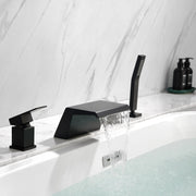 Waterfall Roman Tub Faucet with Sprayer Solid Brass Single Handle 4-Piece Deck Mounted Tub Filler waterfall-roman-tub-faucet-with-sprayer-deck-mount 