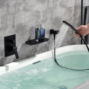 Waterfall Spout Wall Mounted Roman Tub Faucet with Handheld shower Modern Single Handle Tub Filler Solid Brass waterfall-spout-wall-mounted-roman-tub-faucet-with-handheld-shower-modern-single-handle-tub-filler-solid-brass-in-black 