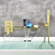 Waterfall Spout Wall Mounted Roman Tub Faucet with Handheld shower Modern Single Handle Tub Filler Solid Brass waterfall-spout-wall-mounted-roman-tub-faucet-with-handheld-shower-modern-single-handle-tub-filler-solid-brass 