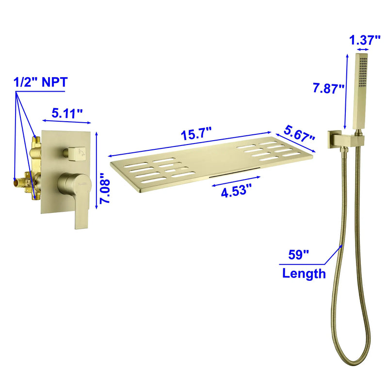 Waterfall Spout Wall Mounted Roman Tub Faucet with Handheld shower Modern Single Handle Tub Filler Solid Brass waterfall-spout-wall-mounted-roman-tub-faucet-with-handheld-shower-modern-single-handle-tub-filler-solid-brass 
