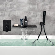 Waterfall Spout Wall Mounted Roman Tub Faucet with Handheld shower Modern Single Handle Tub Filler Solid Brass waterfall-spout-wall-mounted-roman-tub-faucet-with-handheld-shower-modern-single-handle-tub-filler-solid-brass 