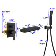 Waterfall Spout Wall Mounted Roman Tub Faucet with Handheld shower Modern Single Handle Tub Filler Solid Brass waterfall-spout-wall-mounted-roman-tub-faucet-with-handheld-shower-modern-single-handle-tub-filler-solid-brass-in-black 