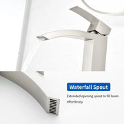 Waterfall Tall Bathroom Faucet Stainless Steel Single Handle Single Hole Vessel Sink Faucet with Drain Pop Up waterfall-single-handle-single-hole-tall-bathroom-faucet-with-drain-pop-up 