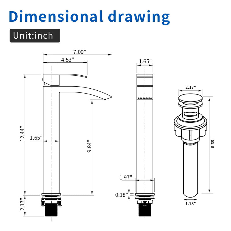 Waterfall Tall Bathroom Faucet Stainless Steel Single Handle Single Hole Vessel Sink Faucet with Drain Pop Up waterfall-single-handle-single-hole-tall-bathroom-faucet-with-drain-pop-up 