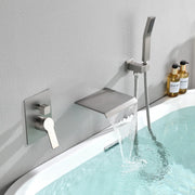 Waterfall Tub Faucet Wall Mount Roman Tub Filler waterfall-tub-faucet-wall-mount-roman-tub-filler-brushed-gold-single-handle-brass-bathroom-bathtub-faucet-with-hand-shower Brushed Nickel / ‎Brass / 17.5* 10.2*5.4 inches