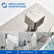 Waterfall Tub Faucet Wall Mount Roman Tub Filler waterfall-tub-faucet-wall-mount-roman-tub-filler-brushed-gold-single-handle-brass-bathroom-bathtub-faucet-with-hand-shower 