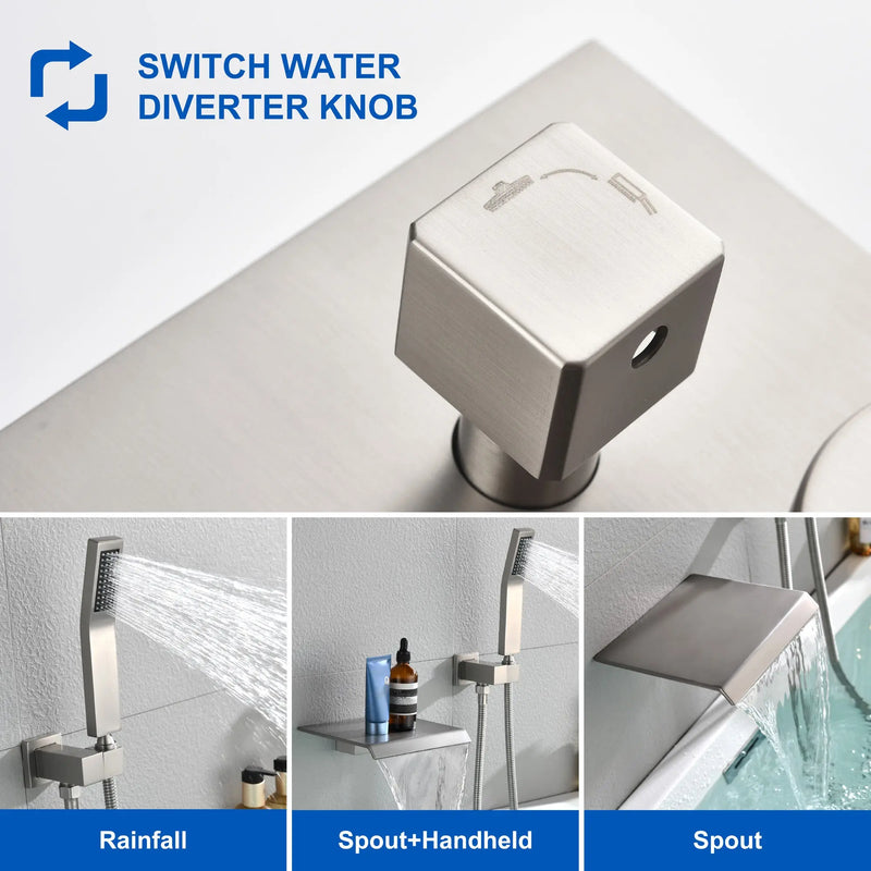 Waterfall Tub Faucet Wall Mount Roman Tub Filler waterfall-tub-faucet-wall-mount-roman-tub-filler-brushed-gold-single-handle-brass-bathroom-bathtub-faucet-with-hand-shower 
