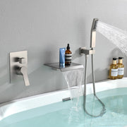 Waterfall Tub Faucet Wall Mount Roman Tub Filler waterfall-tub-faucet-wall-mount-roman-tub-filler-brushed-gold-single-handle-brass-bathroom-bathtub-faucet-with-hand-shower 