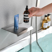 Waterfall Tub Faucet Wall Mount Roman Tub Filler waterfall-tub-faucet-wall-mount-roman-tub-filler-brushed-gold-single-handle-brass-bathroom-bathtub-faucet-with-hand-shower 