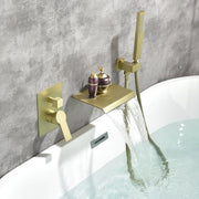Waterfall Tub Faucet Wall Mount Roman Tub Filler waterfall-tub-faucet-wall-mount-roman-tub-filler-brushed-gold-single-handle-brass-bathroom-bathtub-faucet-with-hand-shower 