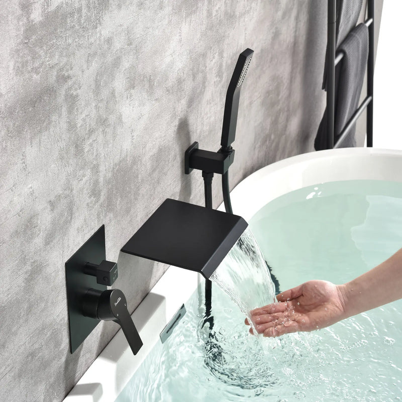Waterfall Tub Faucet Wall Mount Roman Tub Filler waterfall-tub-faucet-wall-mount-roman-tub-filler-brushed-gold-single-handle-brass-bathroom-bathtub-faucet-with-hand-shower 